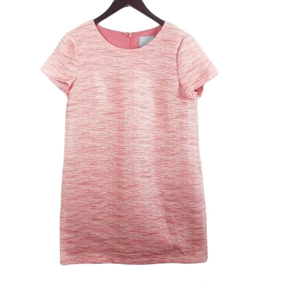 CeCe by CYNTHIA STEFFE Jacquard Shift Short Sleeve Tweed Pink Mini Dress Size 4 - Picture 8 of 13